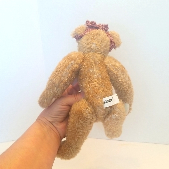 NEW Teddy Bear Plush Doll by UNIPAK with Wooden Necklace - Picture 7 of 11